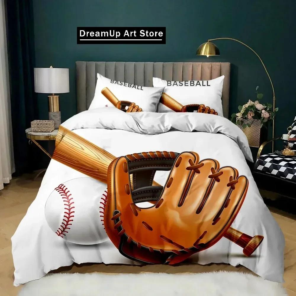 Sport Baseball Bettwäsche-Set für Kinder, Bettbezug-Sets mit Queen-Size, Jungen Sport Steppdeckenbezug Teenager Polyester Bettdeckenbezug