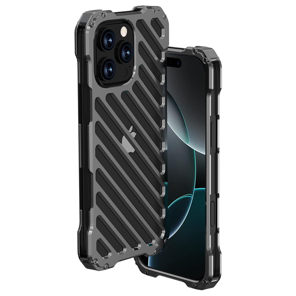 R-JUST RJ-50 For iPhone 16 Pro Max Aluminum Alloy Armor Case Hollow Shockproof Back Cover