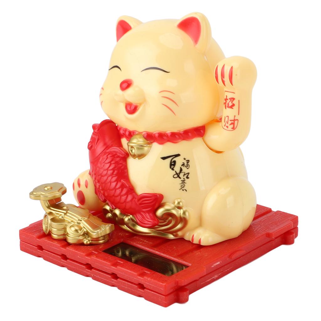 Solar Waving Cat Innovative Cute Solar   Cat Solar Powered Fortune Cat with Transparent Cover for Car Dashboard Cashier Desk Store