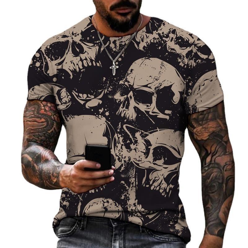 Letní pánské tričko Módní vzor 3D potisk Ležérní volné Venkovní Chlapecké Trička s krátkým rukávem Top Pulovr Oblečení