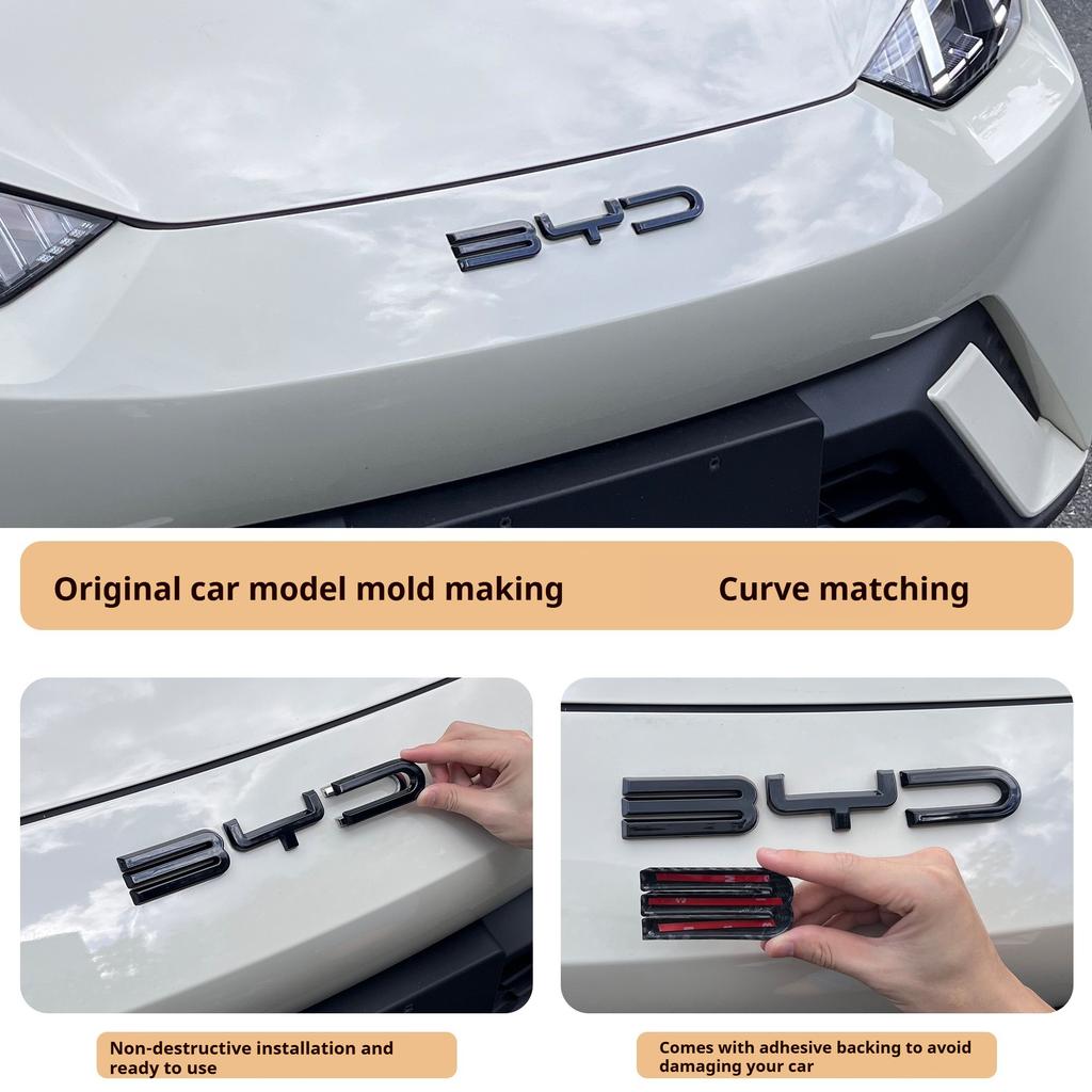 For BYD Seagull Black Car Front Emblem Modification Black Warrior Car Badge Covering Styles Logo