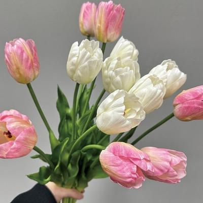 High-End Realistic Tulip Simulation Flower Hand-Held Design Parrot Tulip Artificial Flower Flower Arrangement Real Touch Tulip
