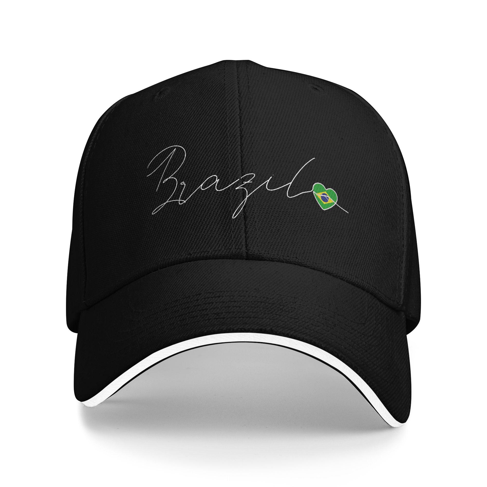 Women Unisex Brasil Simple Love Brazilian Flag Heart On Brazil Outdoor Hat Summer Sun Baseball Caps New Baseball Cap Snapback Hats One Size
