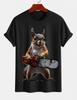 2026 New Pure Cotton Tshirt Squirrel With A Chainsaw Fun Animal Print Crew Neck Short Sleeve Casual Top