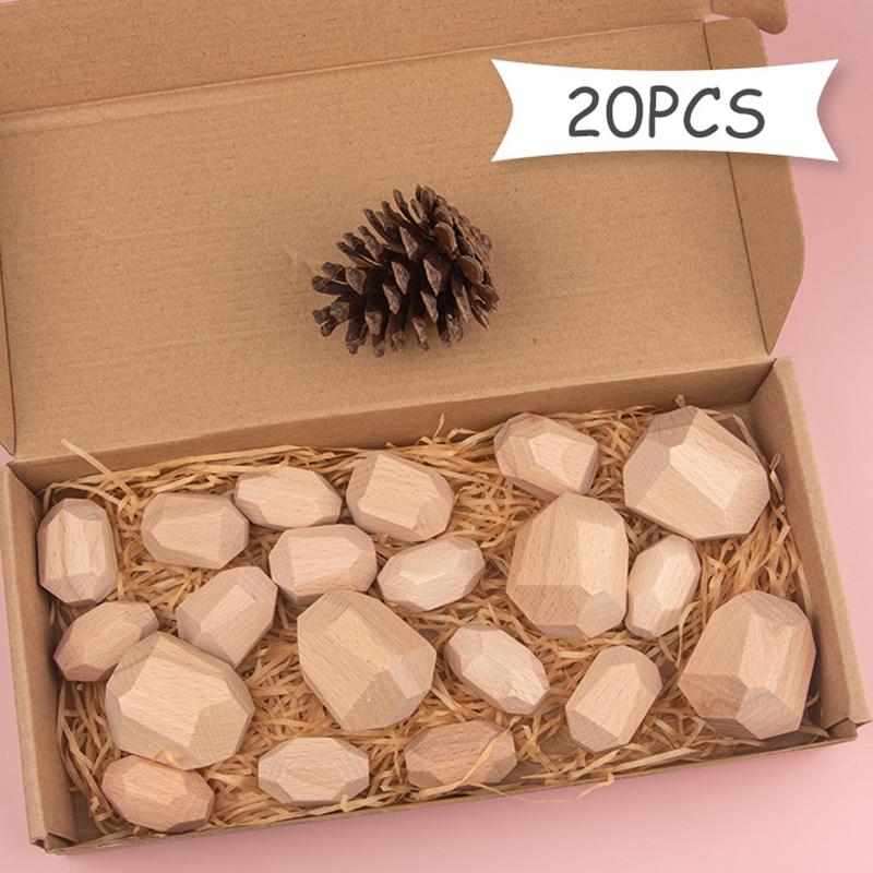 Children Wooden Gem Stone Balanc Building Blocks Educational Toys Creative Nordic Style Stacking Game Rainbow Wooden Toys Gift