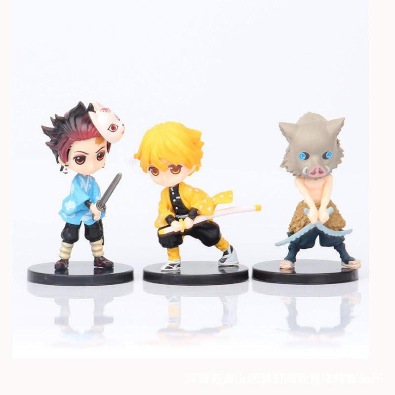 Demon Slayer Q Version 6-Piece PVC Figure Set: Anime Model Ornaments for Cake Decoration