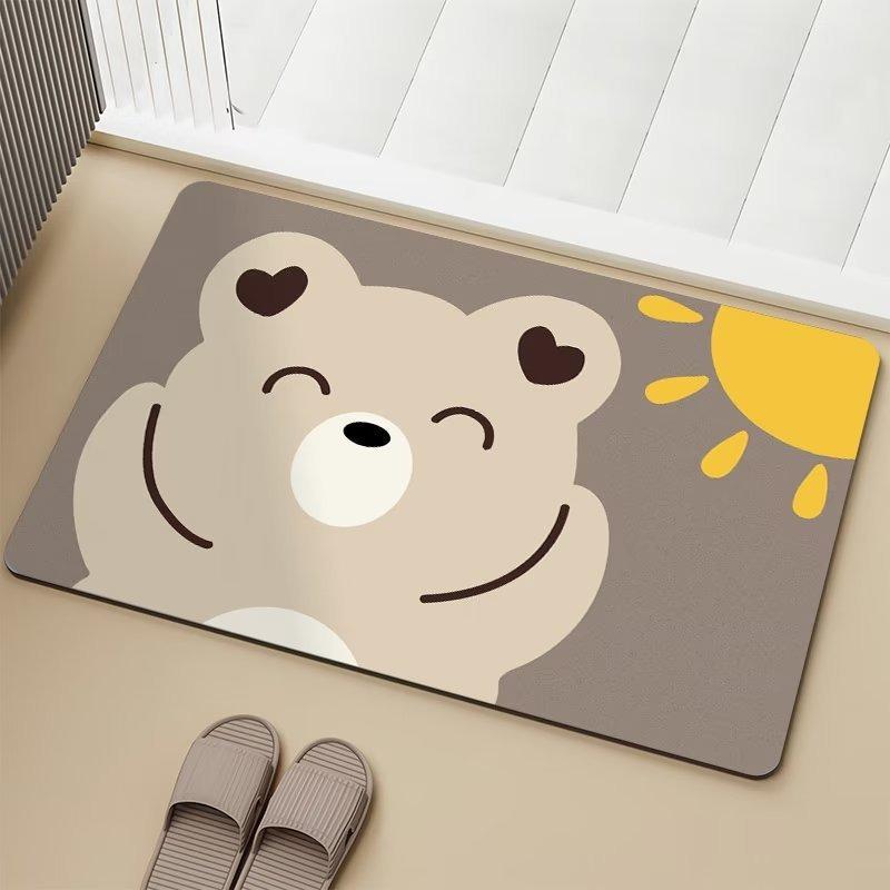 1pc Door Mat Cute Kawaii Bear Rabbit Printed for Home Living Room Decor Non-slip Floor Mat Cozy Carpet for Home Door Decoration
