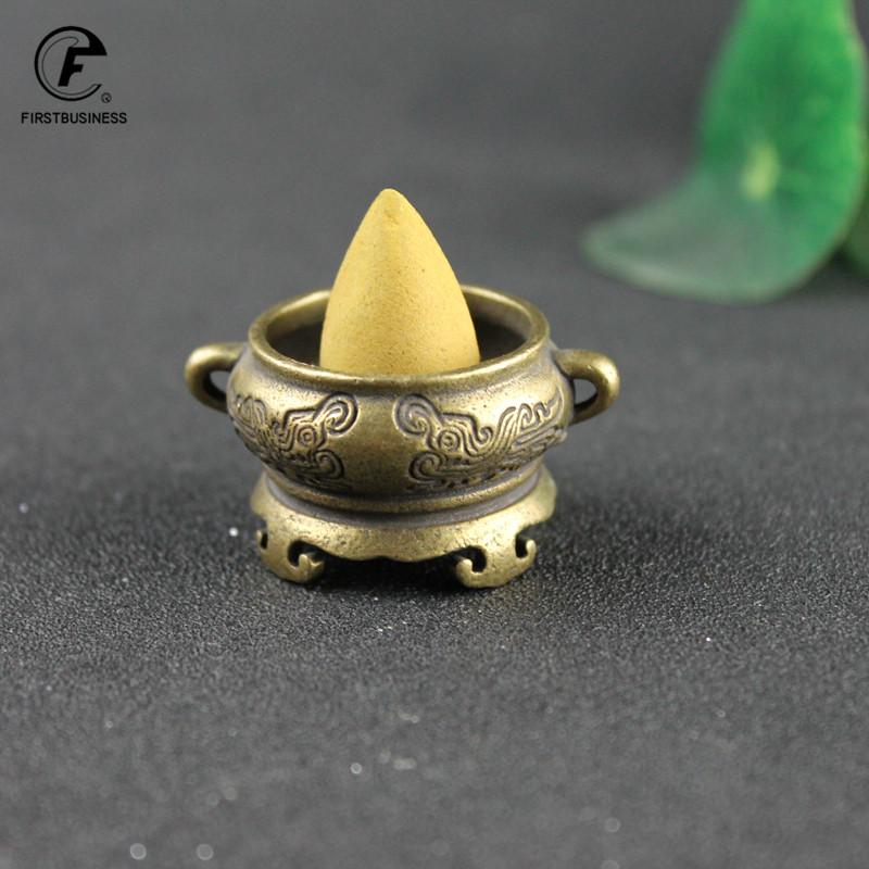Pure Copper Small Beast Face Incense Burner Brass Mini Pocket Chinese Style Hollow Incense Cute Buddhism Desk Home Decor Burner