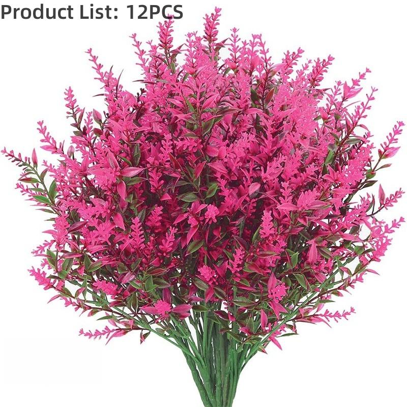 UV-Resistant Artificial Lavender Bouquets - Vibrant  Floral Arrangements for Outdoor Garden, Porch, Window Sill, Home Decor