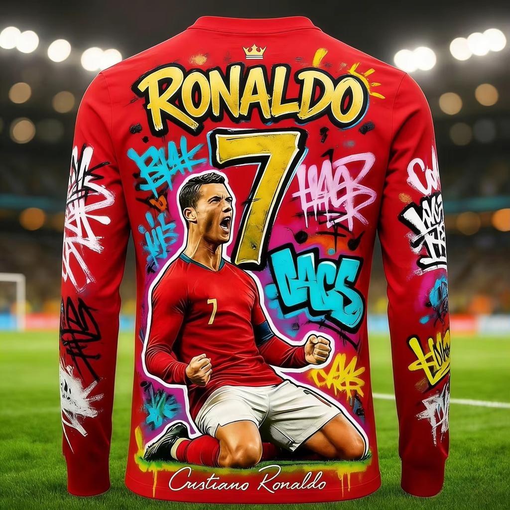 Aankomst: Ronaldo Fan Speciale Editie Herfst/Winter Lange Mouwen Jersey T-shirt voor Kinderen Voetbal Trainingskleding