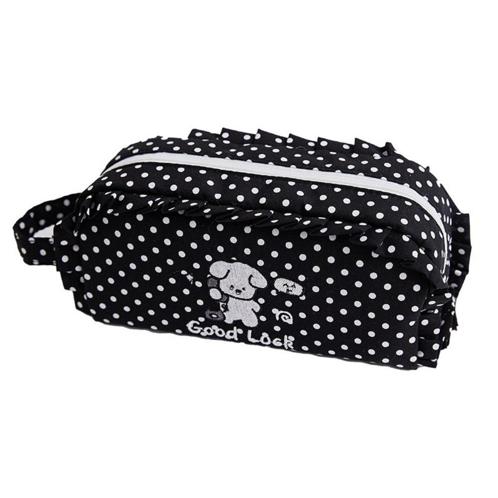 

Zipper Closure Puppy Polka Pen Bag Large Capacity Pencil Pouch School Office чёрный