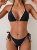 Einfarbiger Spitzenbesatz zum Binden Sexy Bikini Split Badeanzug Damen