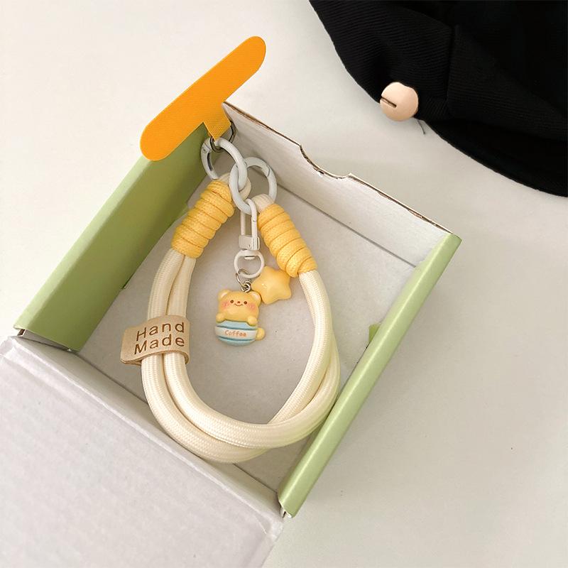 

Bold Portable Rope Clip Mobile Phone Lanyard Cartoon Bear Star Pendant Portable Chain Braided Rope Anti-Drop Women S Model
