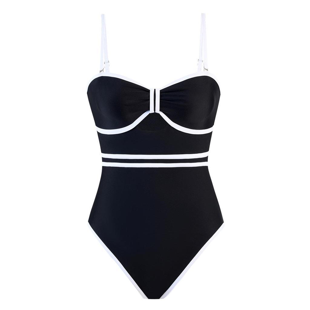 2025 Retro Solid Color One-Piece Swimsuit with Skirt - Bestseller Conservative Swimwear
