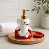 Yousheng 220ML French Bulldog Soap Dispenser, Refillable Liquid Hand Soap Shower Gel Container, Empty Pump Lotion Bottle, Bathroom