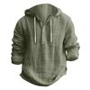 Men's Summer Color Pocket Cotton Linen Long Sleeve Button Hooded