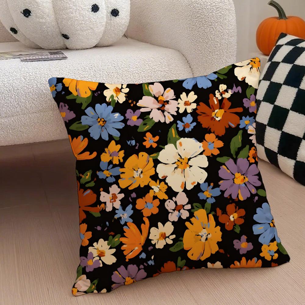 Early Spring Floral Pillow Elegant Fresh Cushion Cover Throw Pillow Cover Hidden Button Durable Polyester Chair Cushion