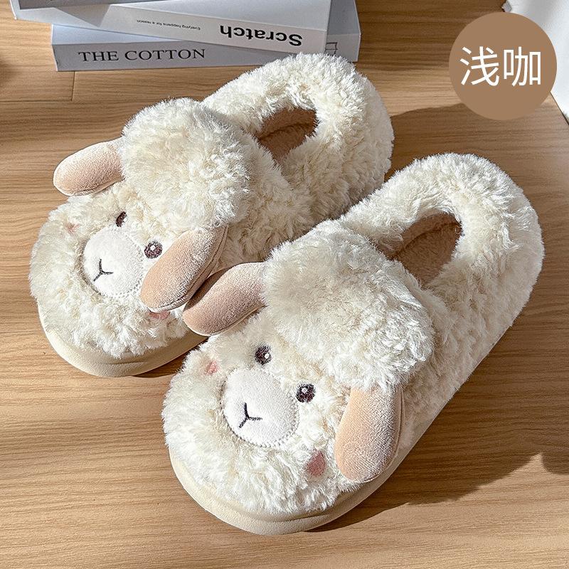 Cotton slippers winter bag with couple home non-slip household cute sheep warm cotton shoes winter