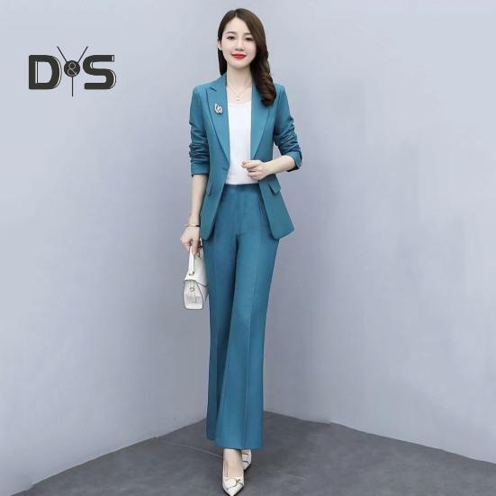 2 st/set Dam Formell Kappa Byxor Set Nedvikt Krage Långärmad Kavaj Slim Fit Enfärgad Utsvängda Byxor Vardagsklädsel Pendlaroutfit Kontor