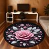 1pc Rose Floral Round Chair mat Area Rug - Non-Slip, Floor Mat for Office, Bedroom, and Indoor Decor -1002207