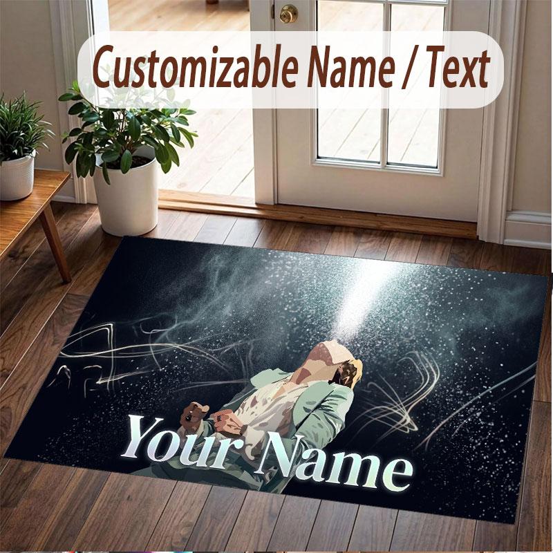 Custom Name Crystal Velvet Rug,Harry Styles Comfortable Anti Slip Floor Mat For Room Decoration