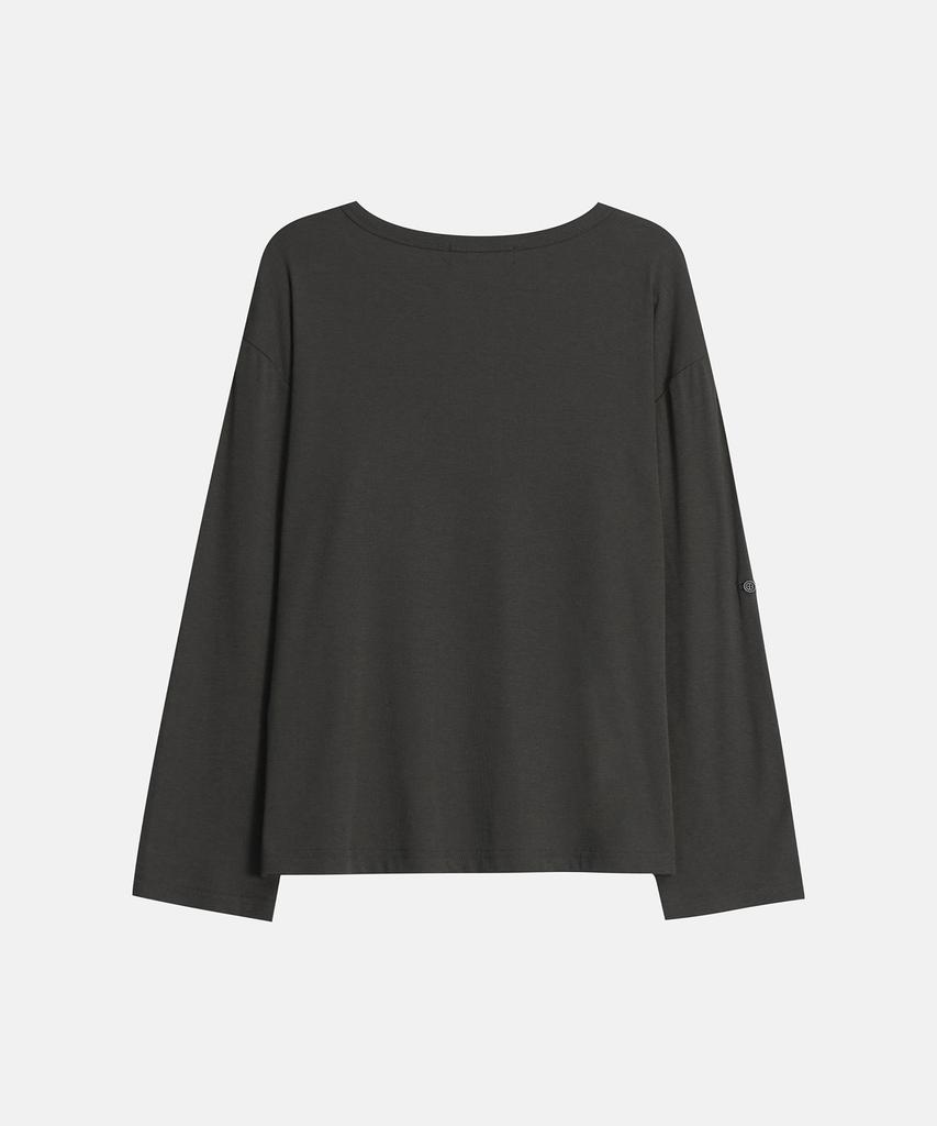 Aesimeteuli Asymmetry Henry Long Sleeve Top / Gray