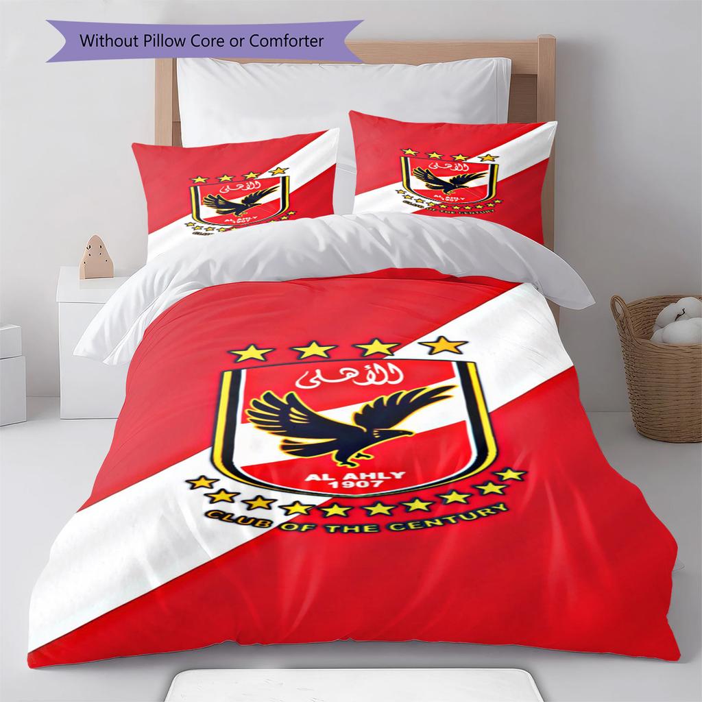 Al Ahly Pattern Bedding Set Quilt Cover Pillowcase Home Decor Gift (1 * Duvet Cover + 2 * Pillowcase, Without Core)