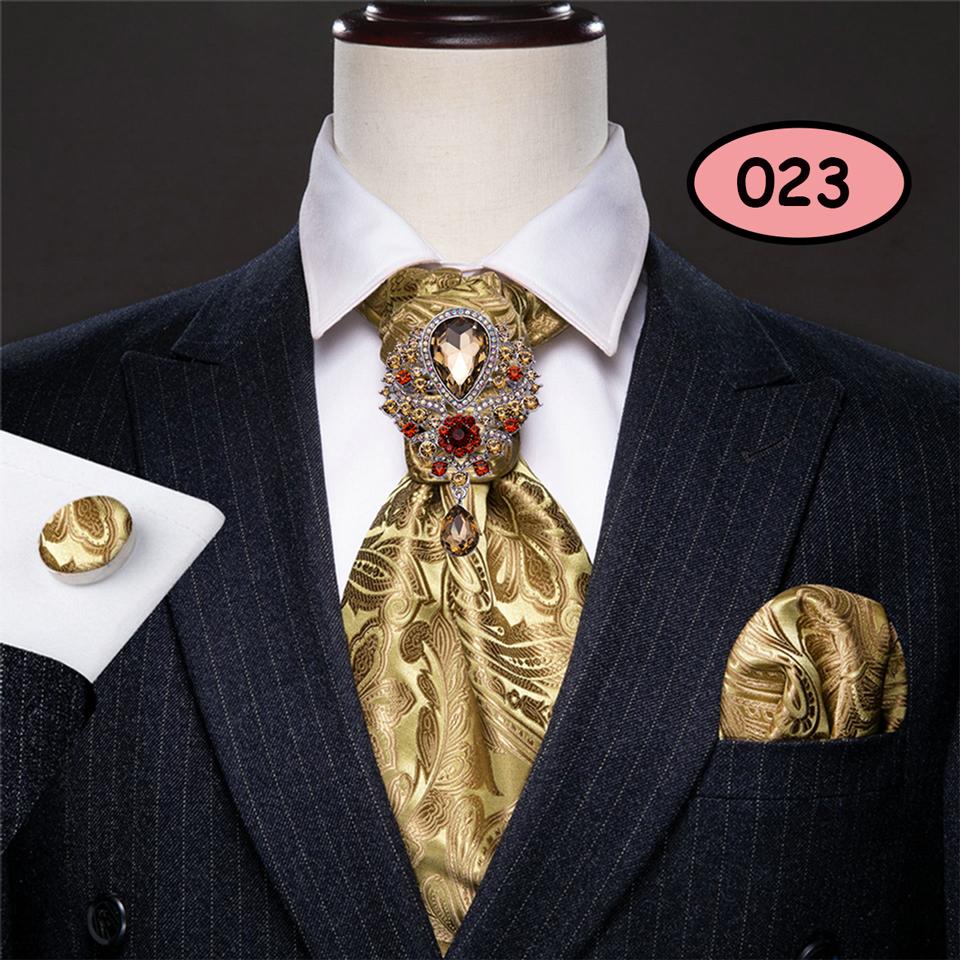 Cromoncent Set Camicia E Cravatta: Completo Elegante Con Fazzoletto Abbinato - Tessuto Antirughe, Traspirante, Taglie Forti - Ideale Per Ufficio E Cerimonie - Giallo, Large