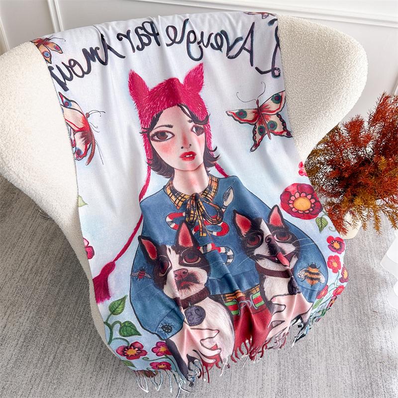 

New Christmas Shawl Women Scarf Luxury Warm Cashmere Winter Blanket Wraps Print Pashmina Bufanda Travel Poncho Stoles Echarpe 70x180cm