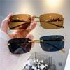 Frameless Rectangle Sunglasses Women Fashion Metal Sun Glasses Personalized Eyewear Outdoor Travel Gafas de Sol