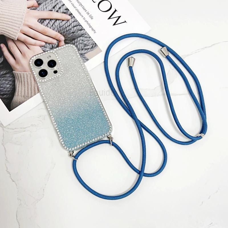 

Lanyard Diamond Glitter Case For Samsung Galaxy S25 Ultra S24 Plus S21 S22 S20 S23 FE A56 Shockproof Crossbody Strap Clear Cover S25