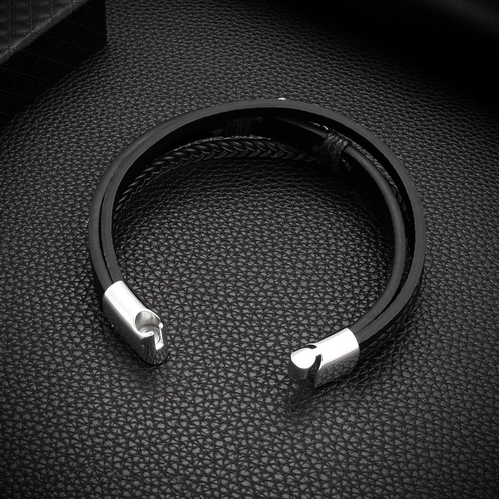 Handmade Leather Bracelet for Men Woven Metal Steel Boat Anchor Bracelet Fashion National Style Jewelry