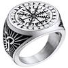 Noorse Ring Mannen Zegel s Viking Sieraden Runen Kompas Vegvisir Duim Roestvrij Staal Nordic s Cadeau voor Halloween