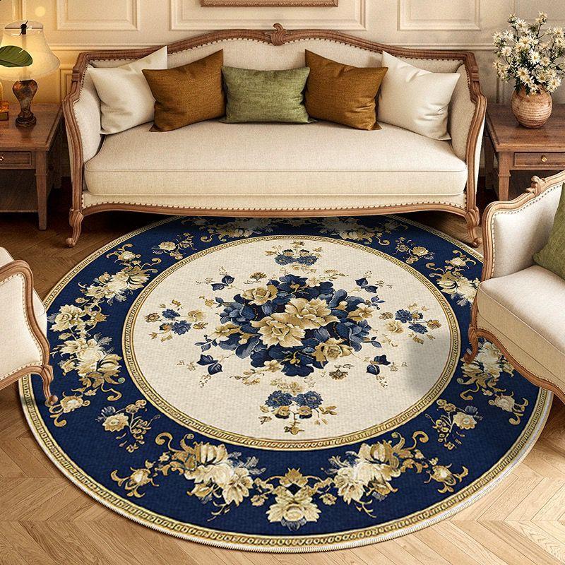 European Style Living Room Round Carpet Room Decor Non-slip Floor Mats 200cm Study Chair Mat Washable Circular Rugs for Bedroom