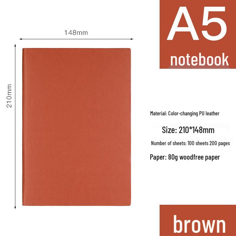 Custom Logo A5 Soft Leather Hardcover Notebook for Business Meetings