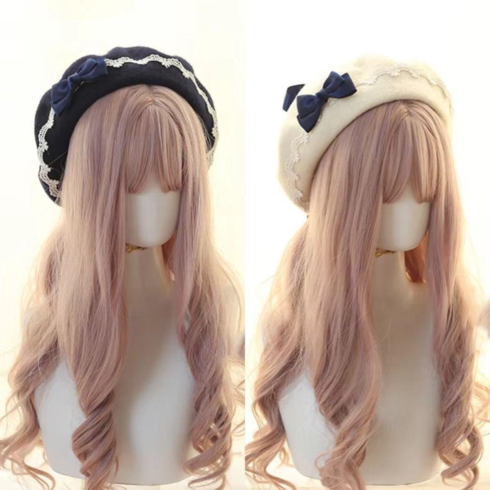 Warm Lolita Beret Japanese Style Beanie Cap Decorate Girl Lace Bow Hat Women Headdress