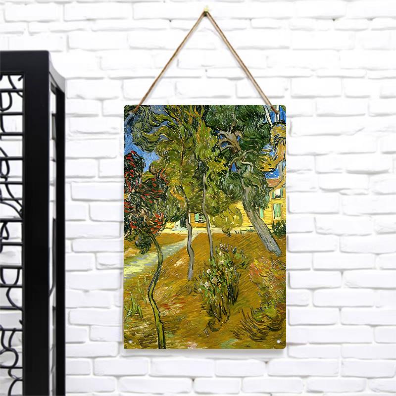 

Van Gogh Style Olive Tree Courtyard Iron Painting European Retro Home Decor Living RoomWall Art Hanging Painting 7.9x11.8In(20x30cm)