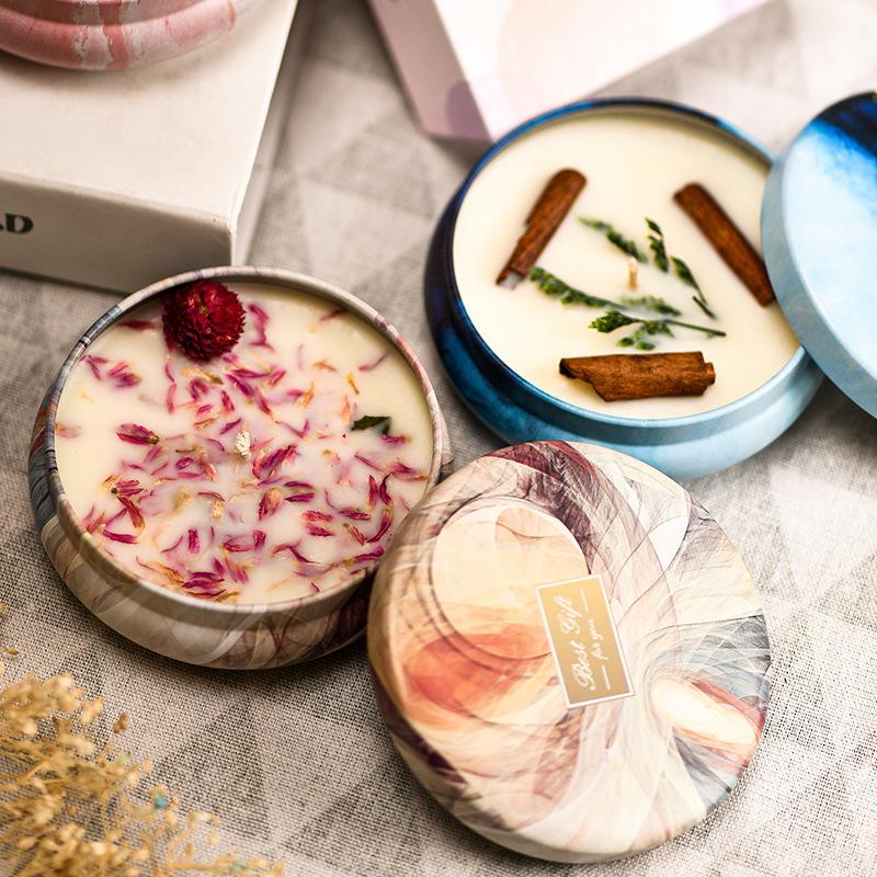 Soy Wax Scented Candle, Plant Essential Oil, Unscented Candle Gift Box Set, Long-lasting Souvenir