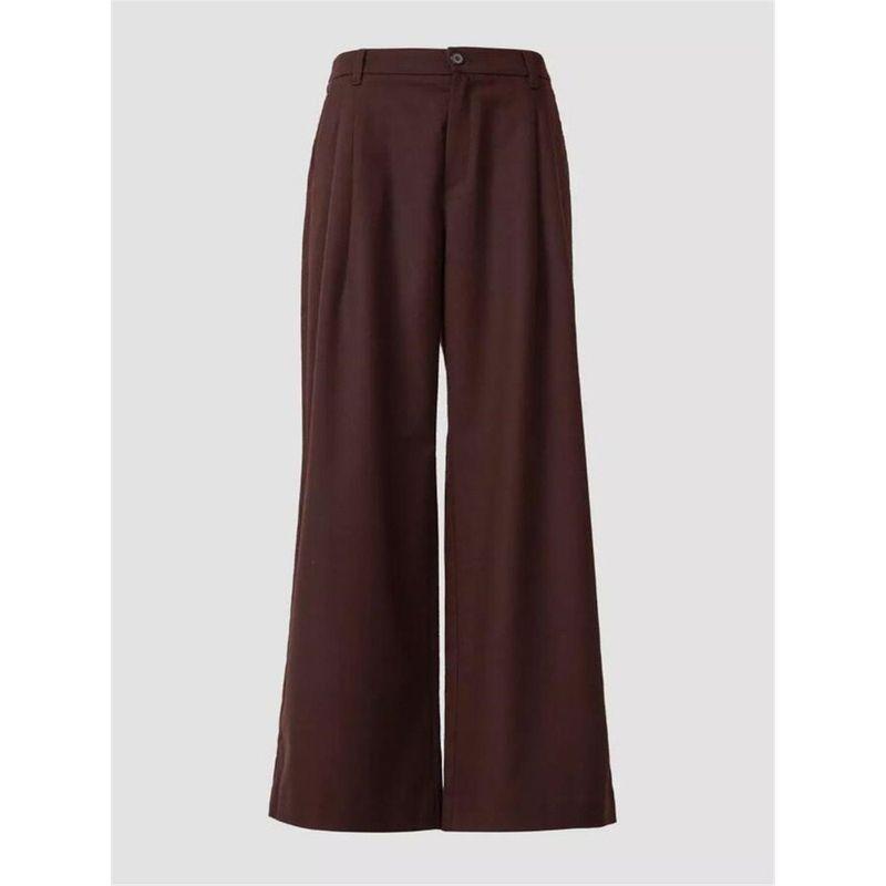 Foreign Trade, German so Autumn/Winter New Product on the Official Website, Flannel High-Waisted Pleated Women's Wide-Leg Long Pants, Slightly Thick