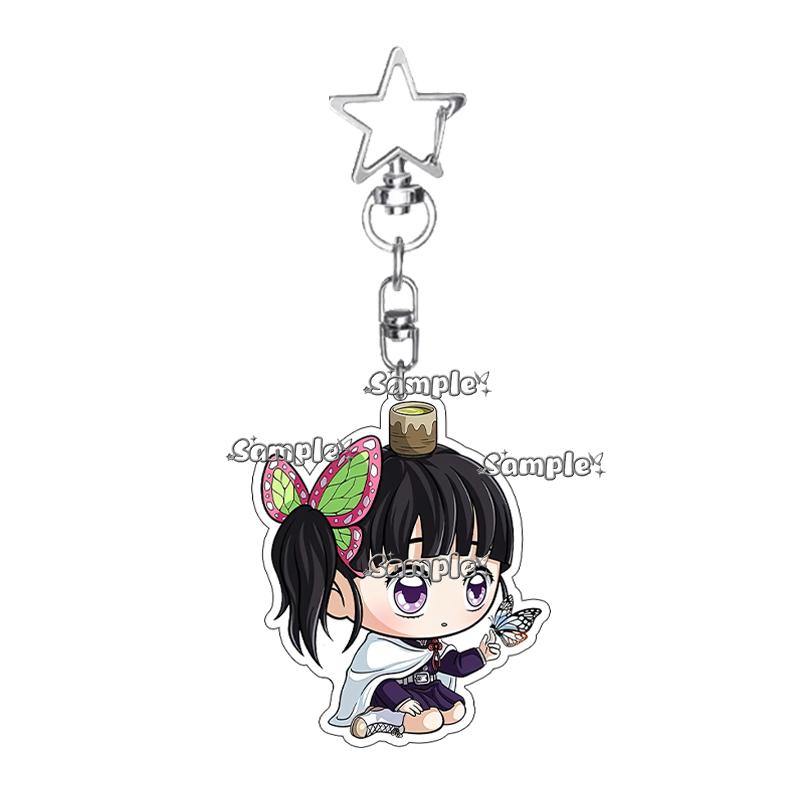 5cm Acrylic Anime Cartoon Kamado Nezuko Agatsuma Tanjiro Giyuu Q Version Keychain Game Character Backpack Pendant Charm Gift Toy