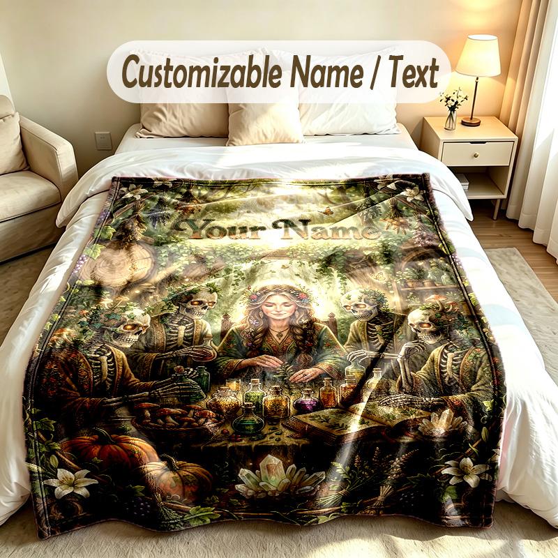 Forest Nature Theme Custom Blanket Personalized Name & Text Customized Soft Warm Throw Blanket Home Decor