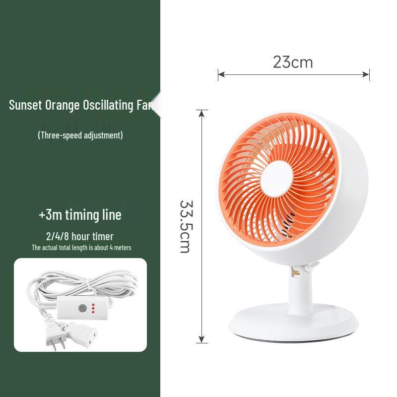 Compact Soundless Electric Desktop Fan with Large Airflow and Oscillating Head