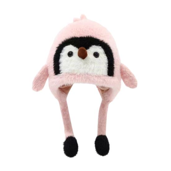 Lue til barn Pingvindesign Strikket vinterlue Fortykket Varm 2 i 1 Høst Vinter Strikkelue Konvertibel Tote Bag