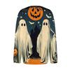 Women's Long Sleeve Knit Cardigan with Halloween Print Button Front