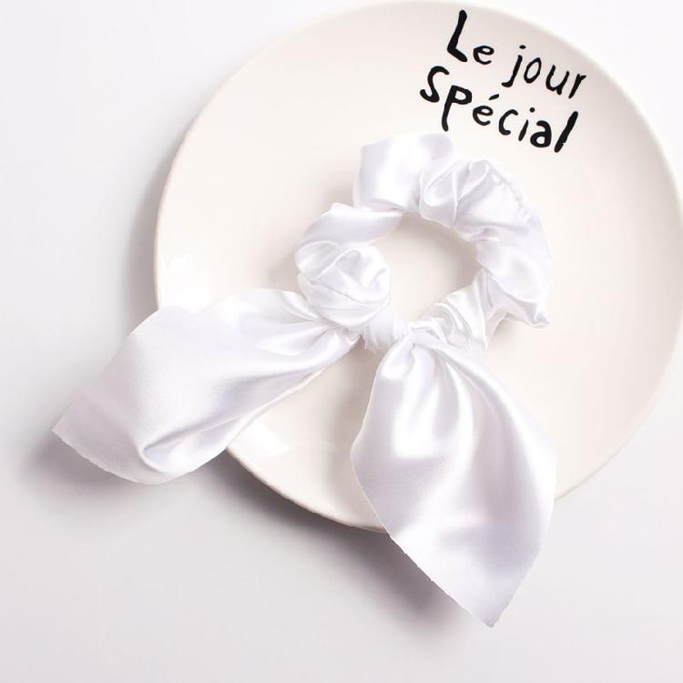 Elegant Bunnies Ears Hair Tie  Satins Scrunchie Solid Color Hair Accessory Ponytail Holder For Women and Girls