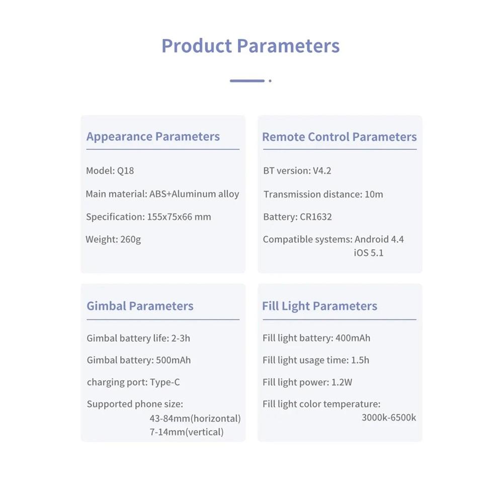 Universal Joint Stabilizer, Handheld Mobile Phone Selfie Stick Holder, With Fill Light, Bluetooth Follow Shooting Mode