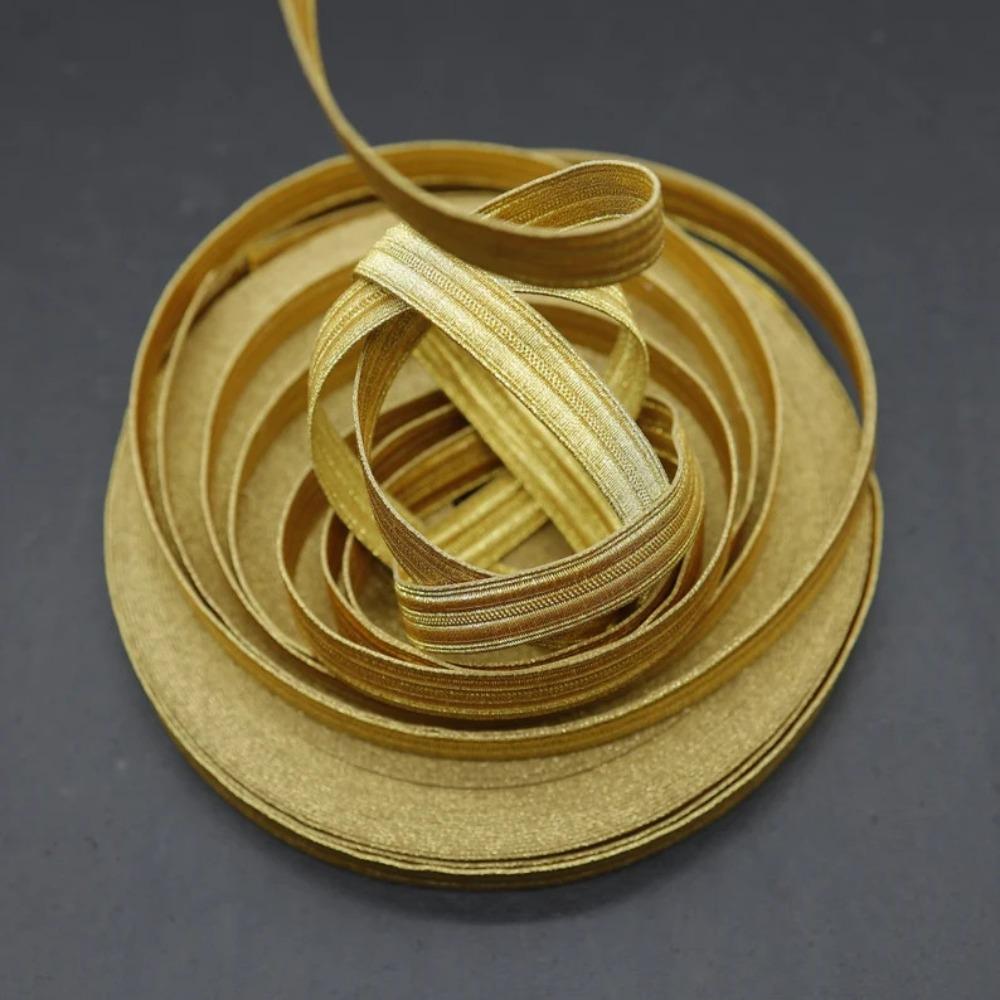 Wire Edge Stitched Edge Ribbon Golden Gold Braid Webbing Grosgrain Ribbon  Uniform Trim