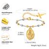 Vnox Adjustable Virgin Mary Bracelet for Women, Stainless Steel Gold Plated Snake Chain Pendant, Beaded Cross Religious Jewelry