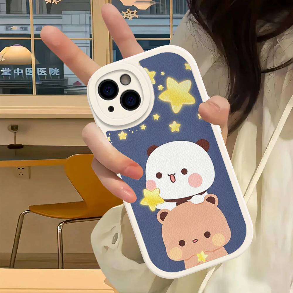 Cute Bubu Dudu PU Leather Phone Case For IPhone 16 15 14 13 12 11 Pro Max Plus Back Fundas