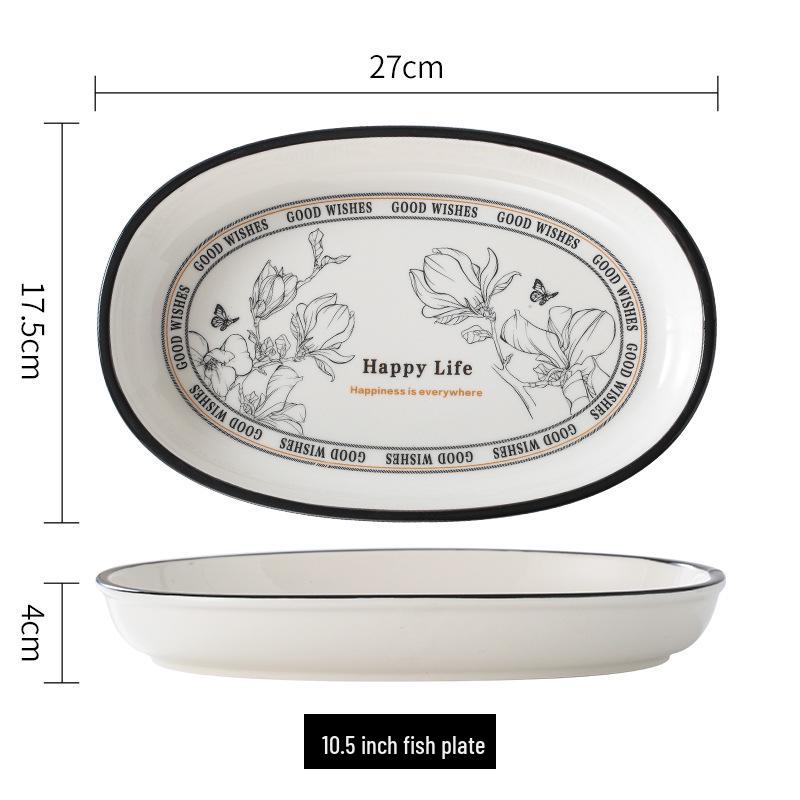 Elegant Ceramic Tableware Set: Thickened Bowls & Plates with Gift Box